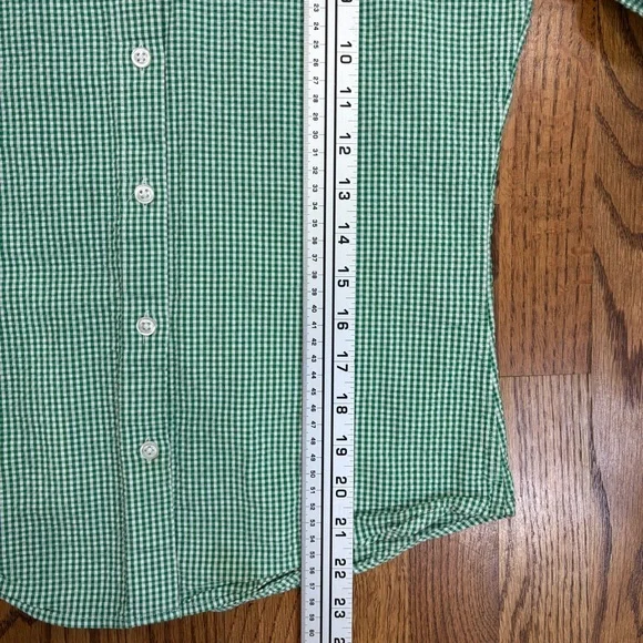 Ralph Lauren Sport Kelly Green Gingham Kids 3/4 Sleeve Button Down Shirt - Picture 4 of 6